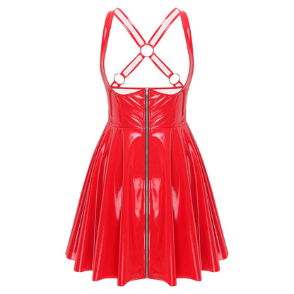 Women's Sexy Low Neck Front Zip Dress