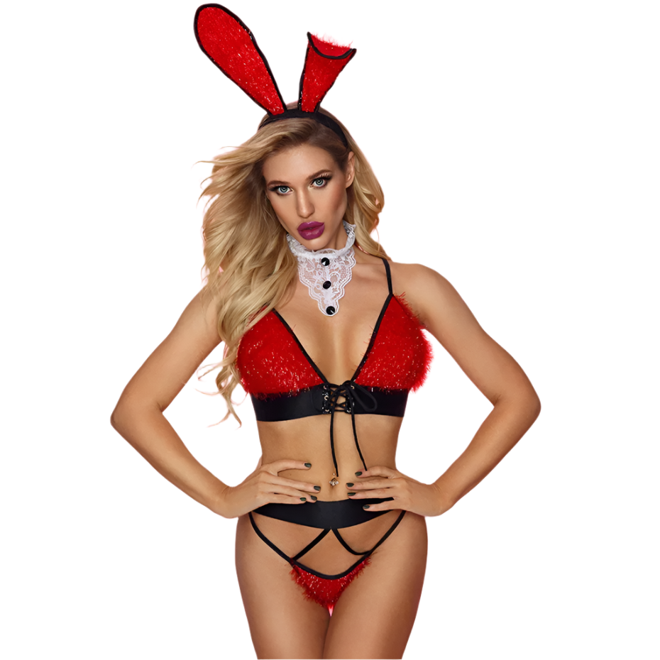 Elegant Red Bunny Theme Set featuring sophisticated design for luxury adult resort theme nights