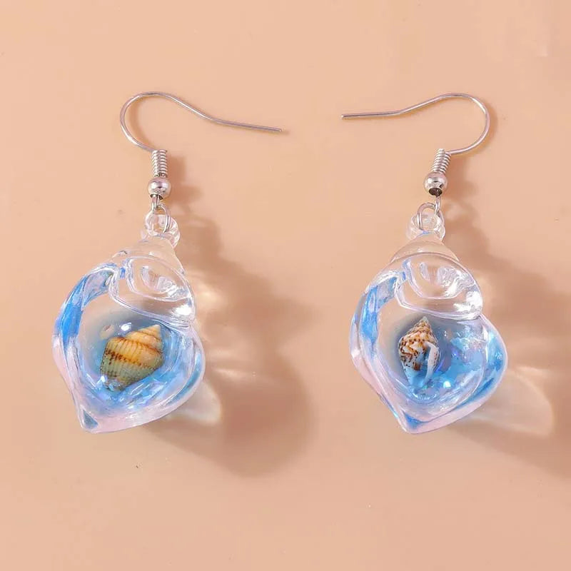 2026 New Arrival Colorful Resin Shell Conch Drop Earrings for Women Fashion Creative Glowing In The Dark Earrings Jewelry Gifts