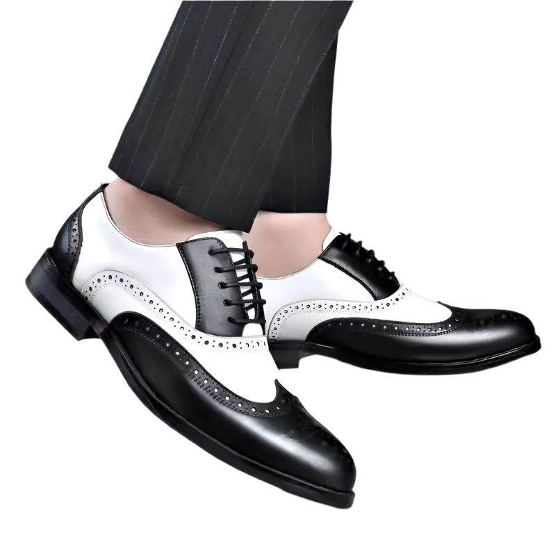 Men's luxury brogue Oxford shoes with pointed toe design for resort formal events

