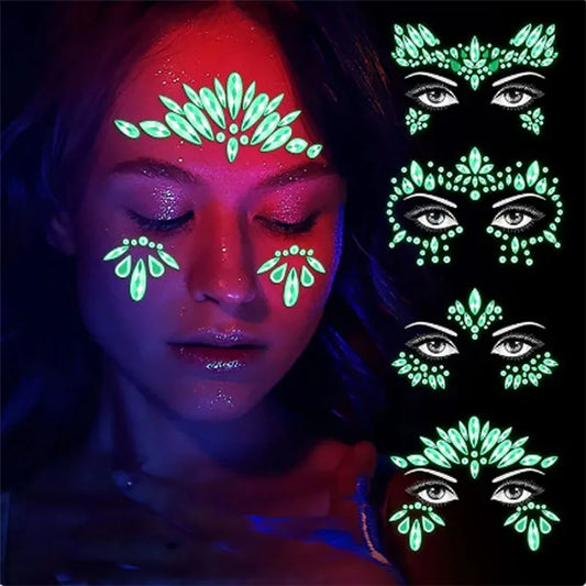 Glow in the Dark Face Gems | Rhinestone Festival Face Stickers