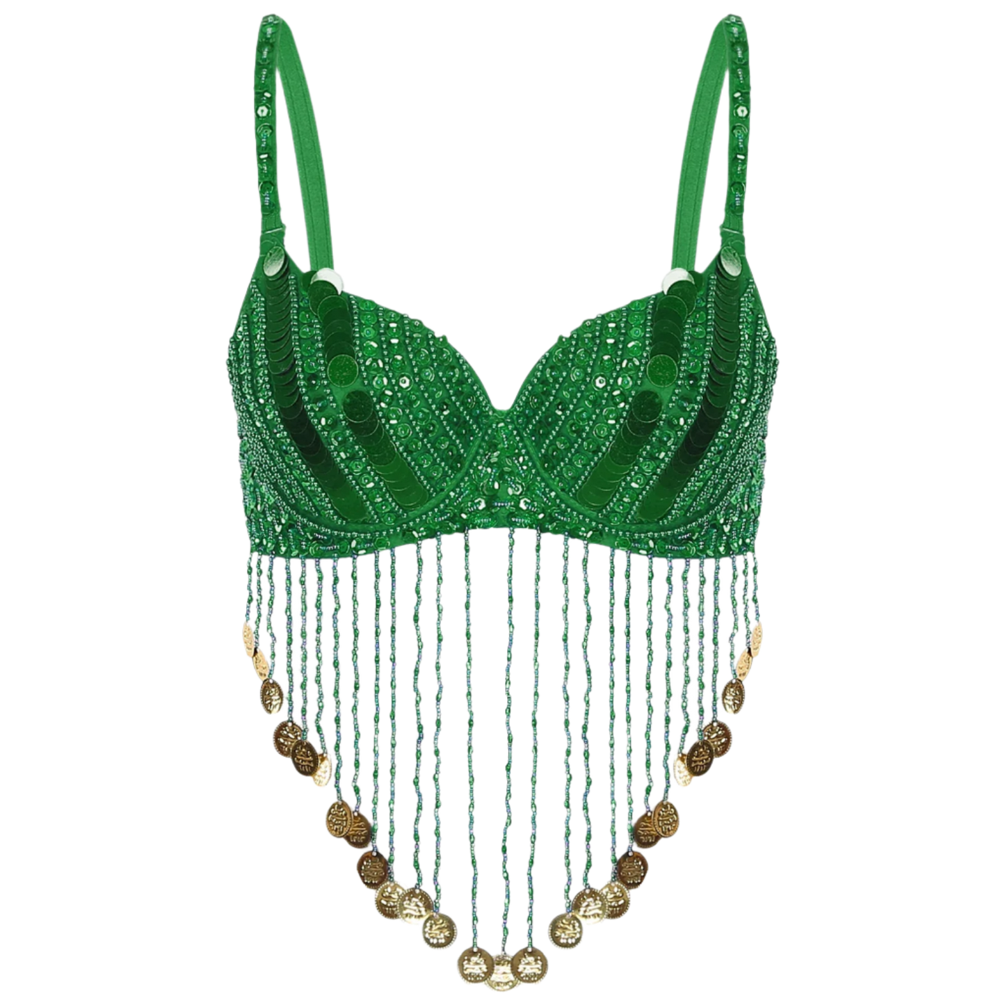 Shiny Sequins Tassels Underwired Bra