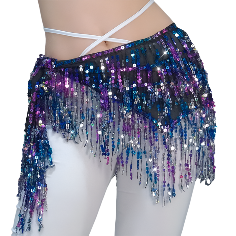 sequin tassel belly dance hip scarf for dance lessons and resort performance wear