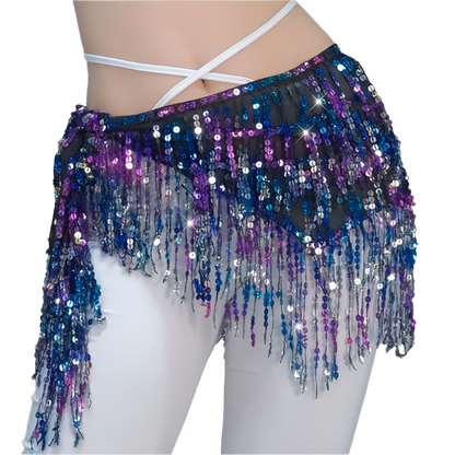 sequin tassel belly dance hip scarf for dance lessons and resort performance wear