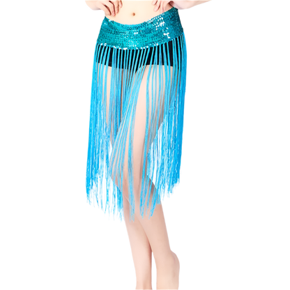  glitter sequin belly dance hip scarf with carnival design for resort performance wear