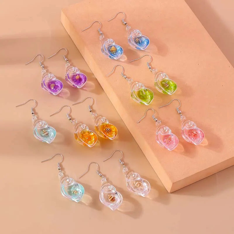 2026 New Arrival Colorful Resin Shell Conch Drop Earrings for Women Fashion Creative Glowing In The Dark Earrings Jewelry Gifts