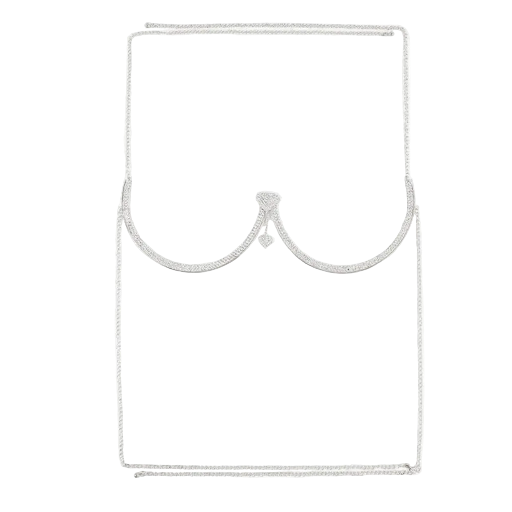 Silver necklace on a white background