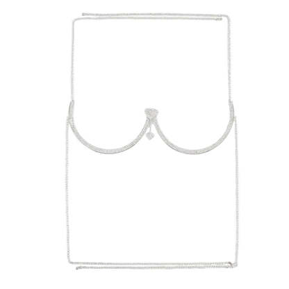 Silver necklace on a white background