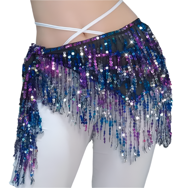 sequin tassel belly dance hip scarf for dance lessons and resort performance wear
