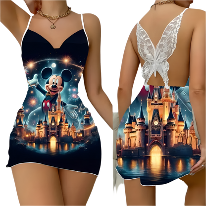 Funny Mickey Mouse Silk Dress | Playful Women's Fashion