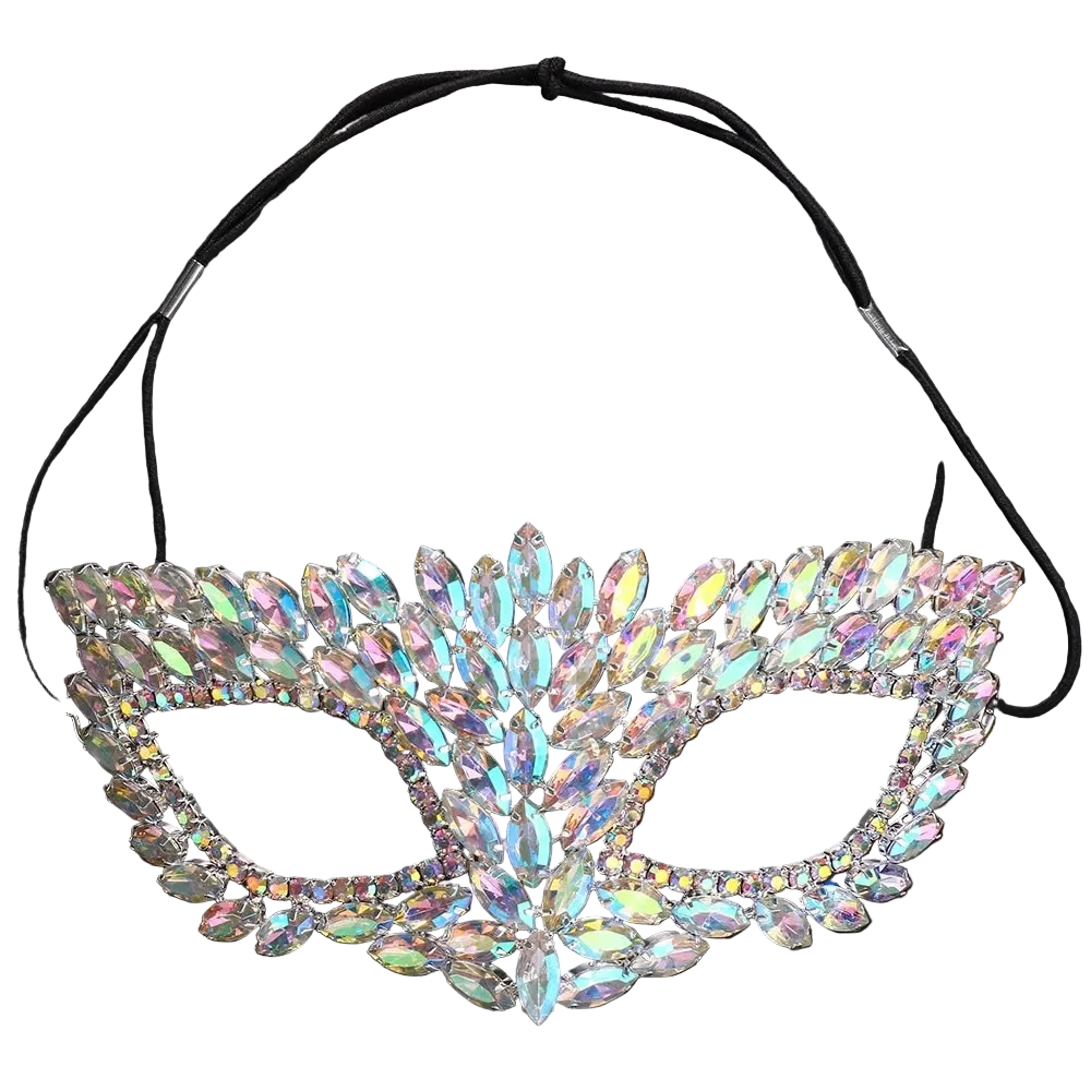 Sparkling rhinestone mask on a black background