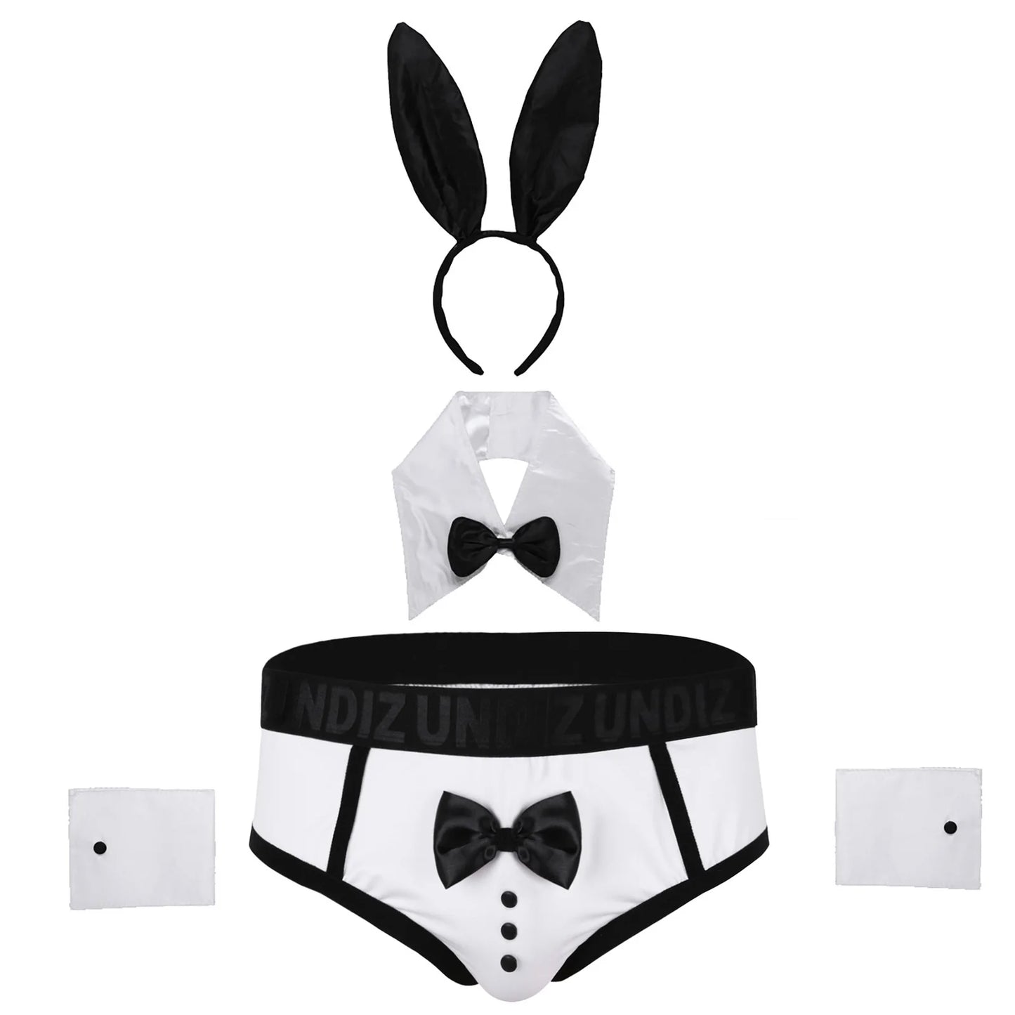 Men's Bunny Tuxedo Lingerie Costume | Sheer Boxer Brief Set