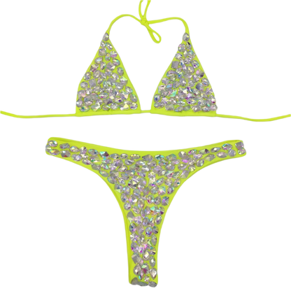 Crystal Embellished Push-Up Bikini - Luxury Brazilian Cut Resort Swimwea