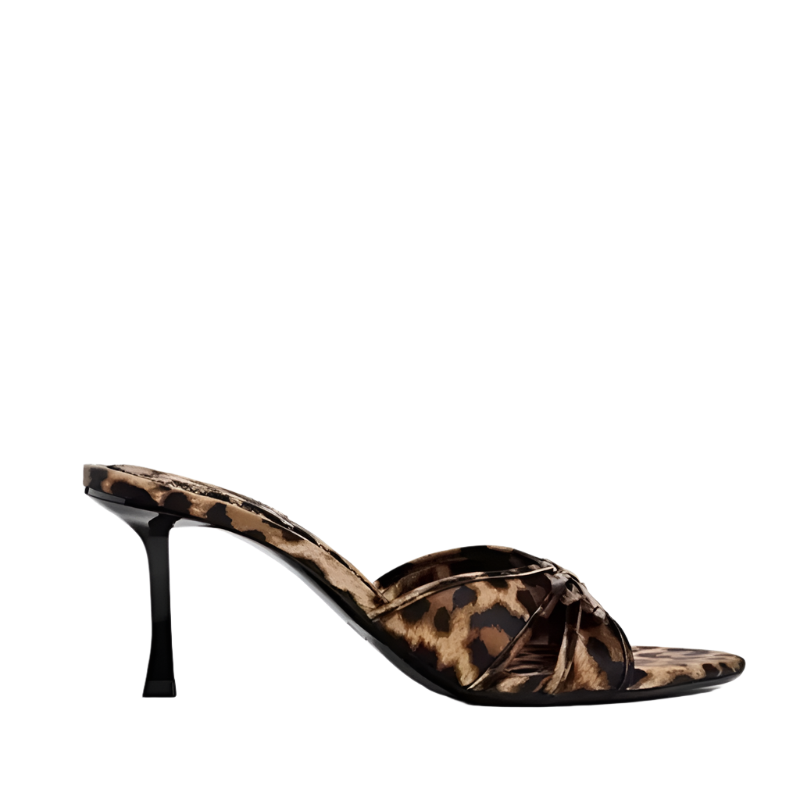 Women's Leopard Print Stiletto Mules - Resort Party Slingback Sandals