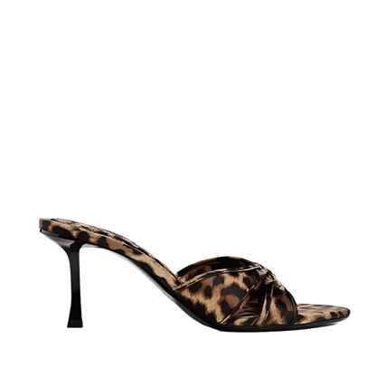 Women's Leopard Print Stiletto Mules - Resort Party Slingback Sandals