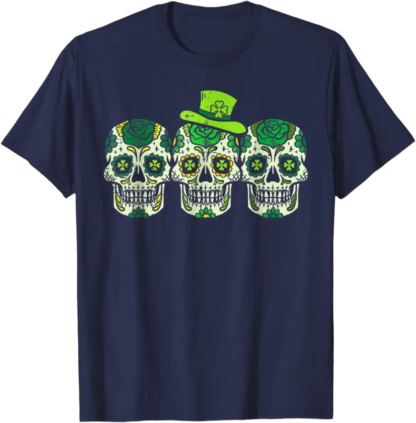 Sugar Skulls Leprechaun Hat St Patricks Day T-Shirt