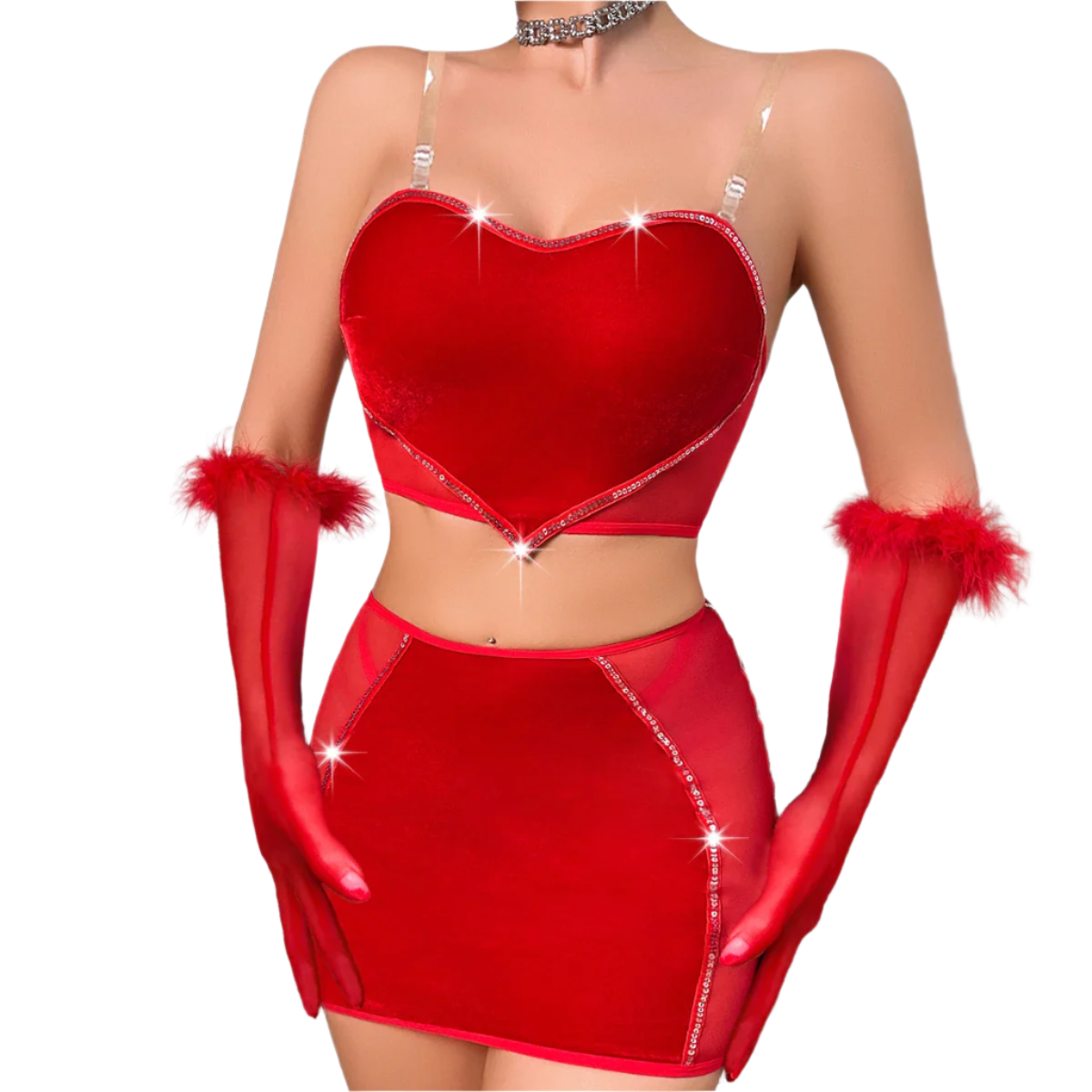 Luxury Lingerie Sexy Red Strapless Love Vest Wrap Hip Dress