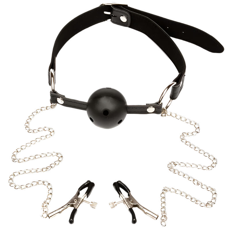 BDSM Bondage Choker Collar | Nipple Clamp Breast Clip Chain Set