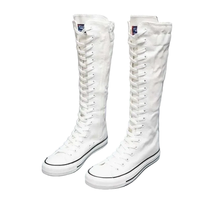 Women’s Knee High Lace-Up Sneakers | High Top Canvas Boots