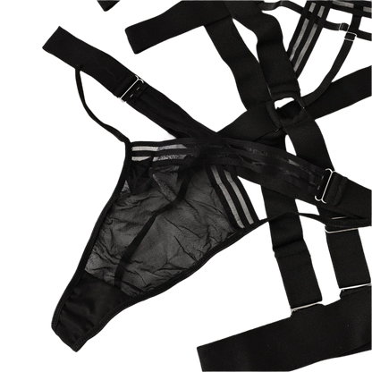 transparent hollow backless negligee with heavy craftsmanship for intimate resort wear