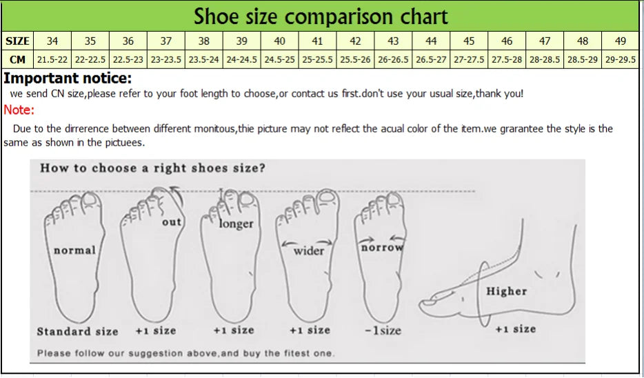 Shoe size comparison chart with foot measurements and a welcome message to a store.