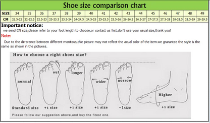 Shoe size comparison chart with foot measurements and a welcome message to a store.