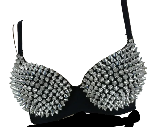 Women's Gold Spike Studded Bra | Metallic Rave & Clubwear Top