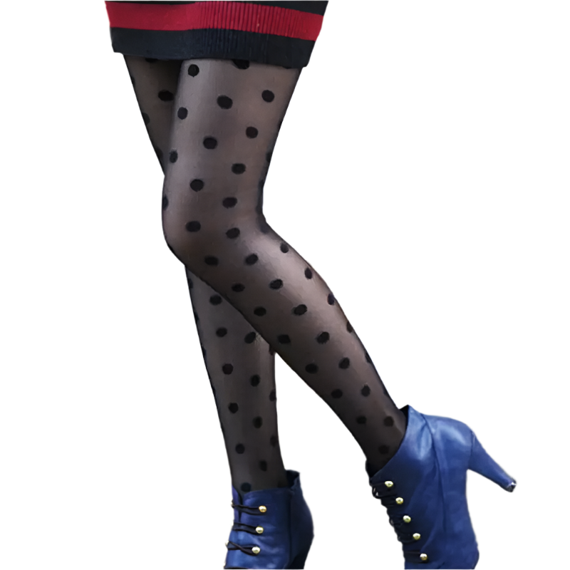 Sweet polka dot pantyhose with perspective design

