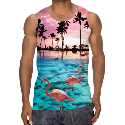 3D Palm Leaves Tank Top