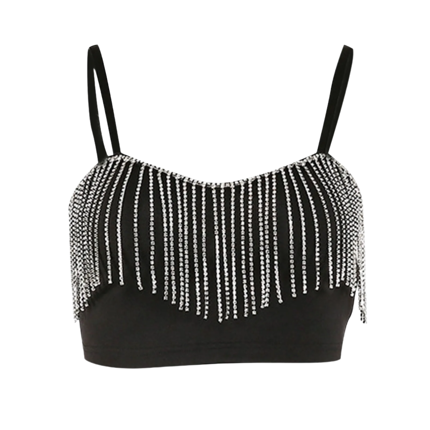 diamond tassel suspender crop top with crystal splicing for resort fashion wear