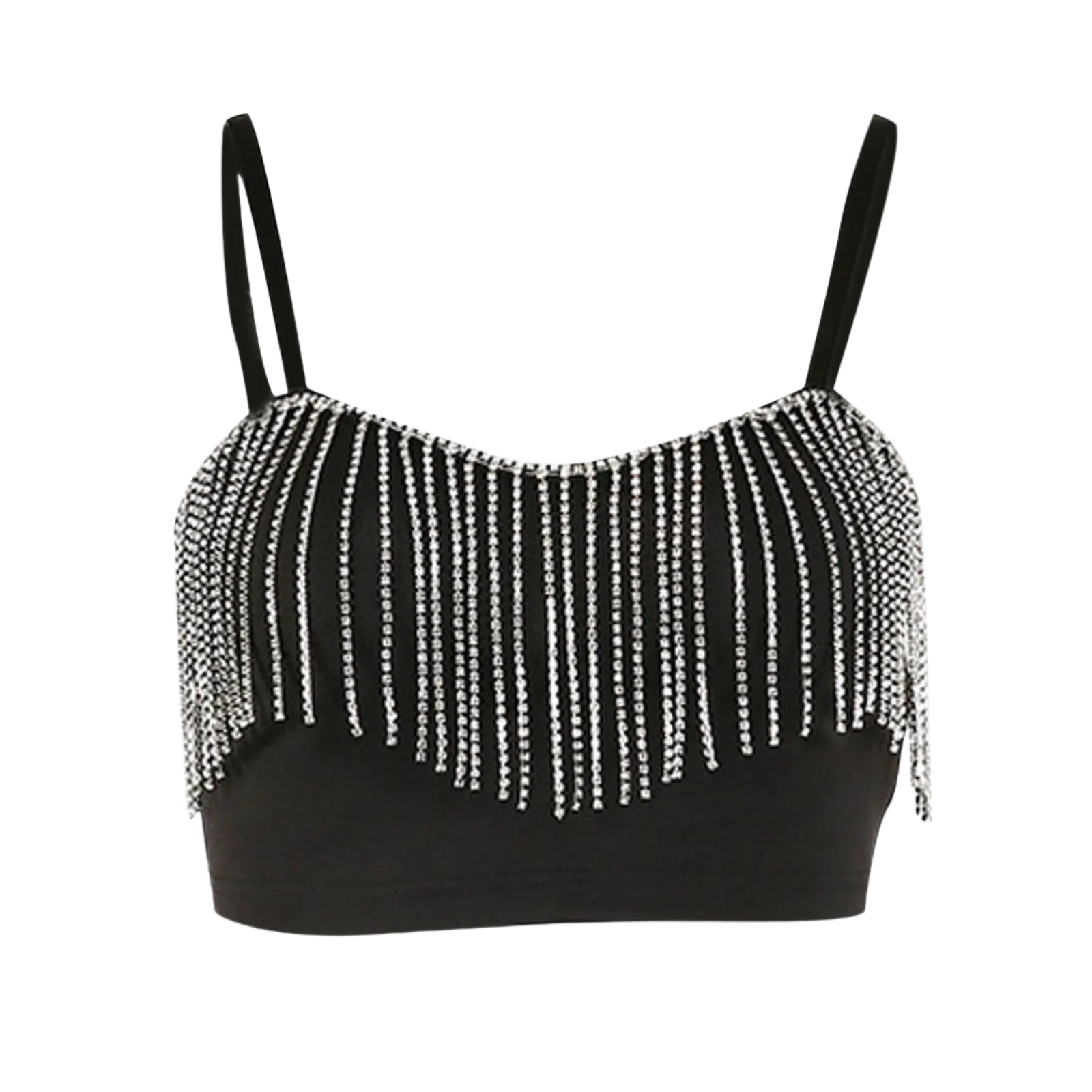 diamond tassel suspender crop top with crystal splicing for resort fashion wear