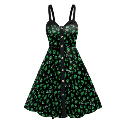 St. Patrick's Day Sexy Dress Women Green Backless Irish Holiday Party Dress