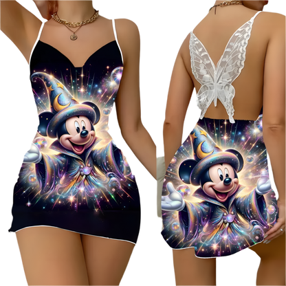 Funny Mickey Mouse Silk Dress | Playful Women's Fashion