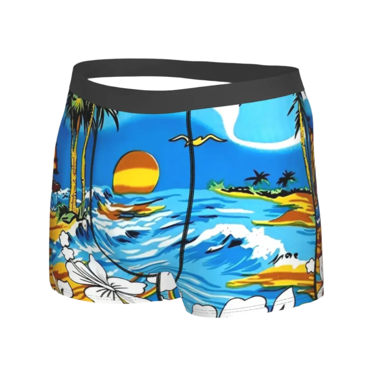 Men's tropical jungle print stretch boxer brief with high quality large size design for Hot Tropics Animal Instincts theme night resort wear