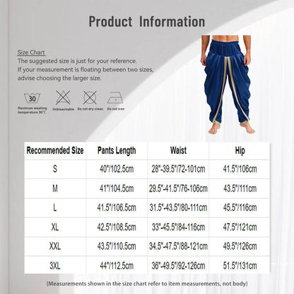 Satin Harem Pants for Men | Gold Trim Costume Pants