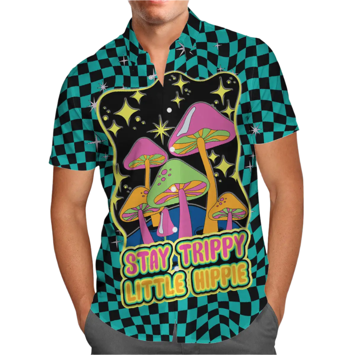 hippie girl sunflower 3D Hawaiian shirt in oversized 5XL sizing for inclusive resort summer fashion