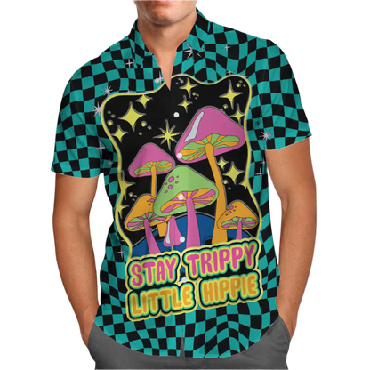 hippie girl sunflower 3D Hawaiian shirt in oversized 5XL sizing for inclusive resort summer fashion