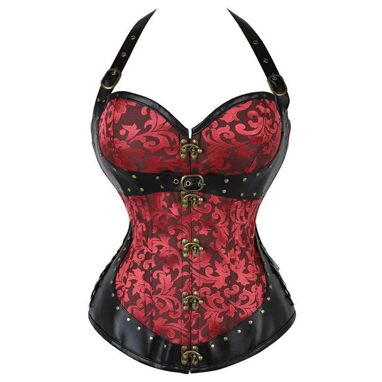 Women’s Medieval Halter Corset Top | Viking Warrior Leather Bustier