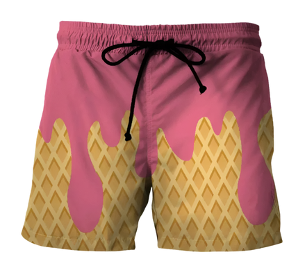 Sweet Ice Cream 3D Printing Beach Shorts for Men