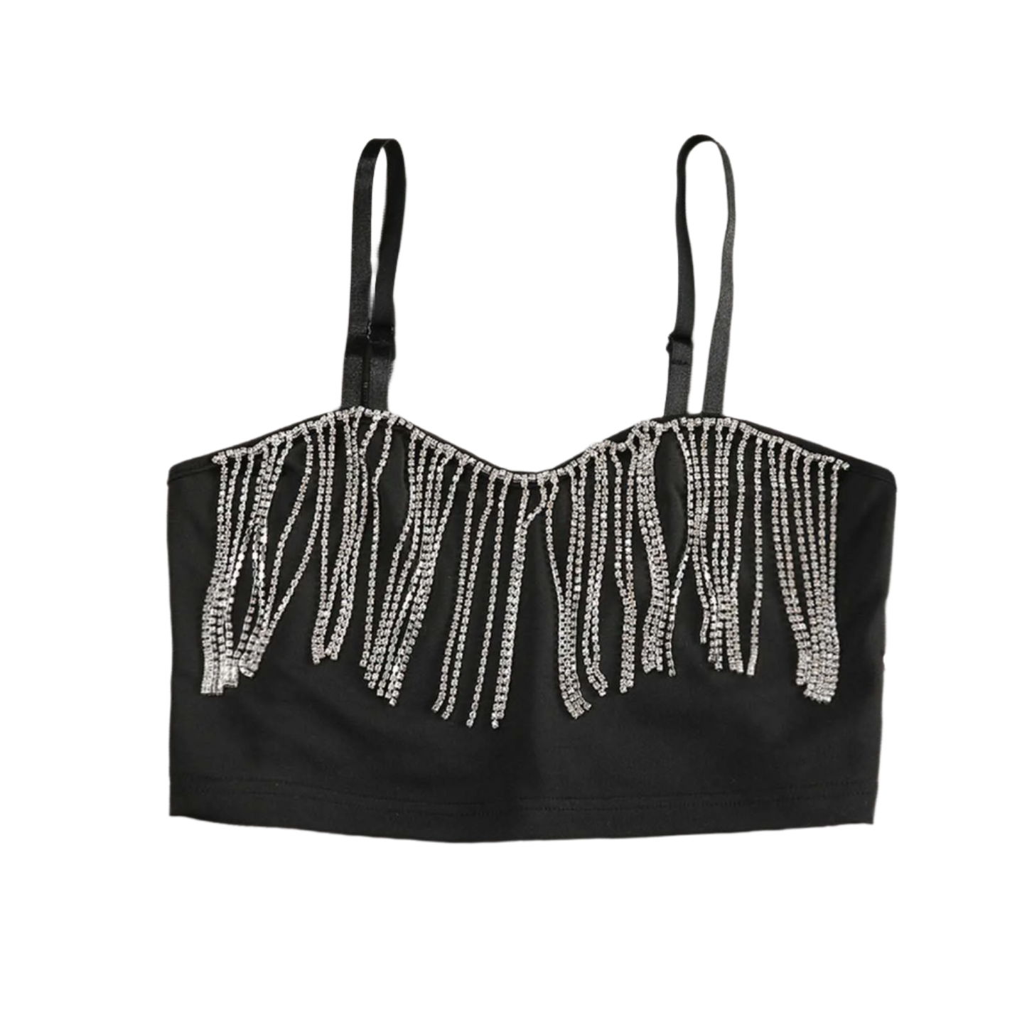 diamond tassel suspender crop top with crystal splicing for resort fashion wear