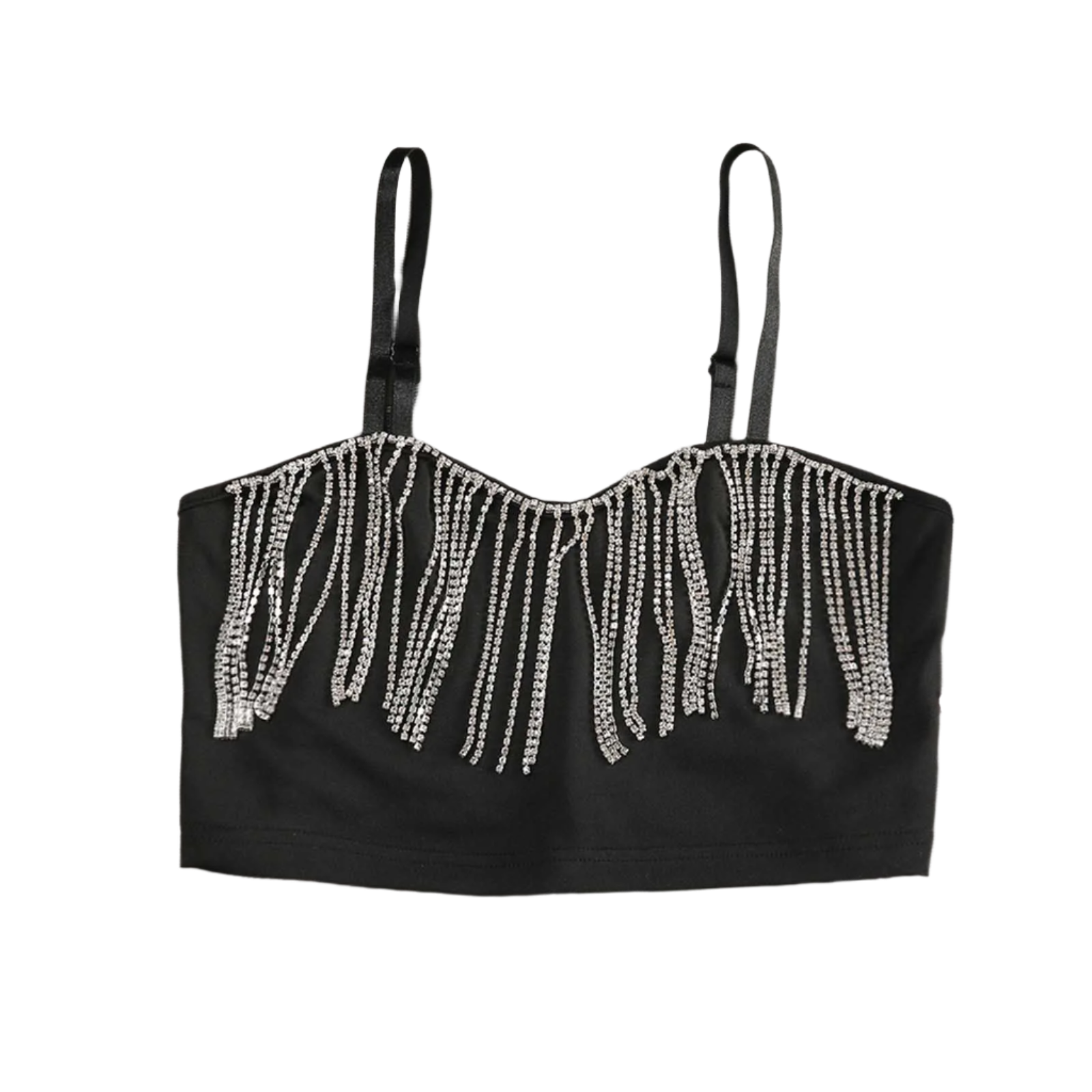 diamond tassel suspender crop top with crystal splicing for resort fashion wear