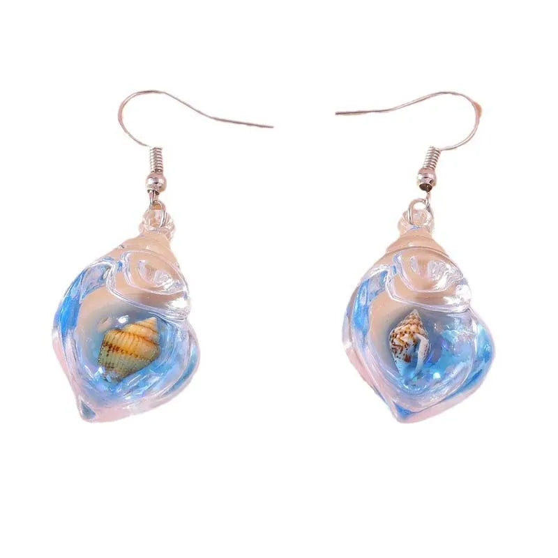 2026 New Arrival Colorful Resin Shell Conch Drop Earrings for Women Fashion Creative Glowing In The Dark Earrings Jewelry Gifts