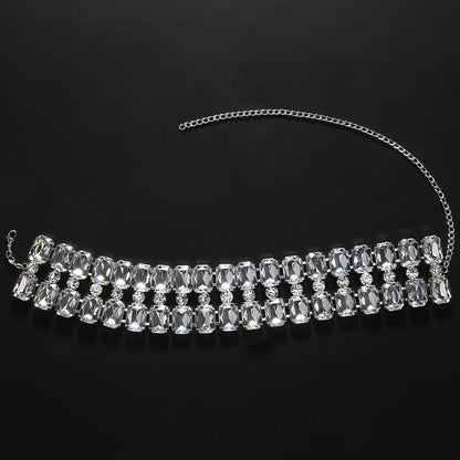 Bling Square Rhinestone Choker Necklace Exaggerate Accessories Luxury Women Statements Clavicle Chain Necklace Body Jewelry