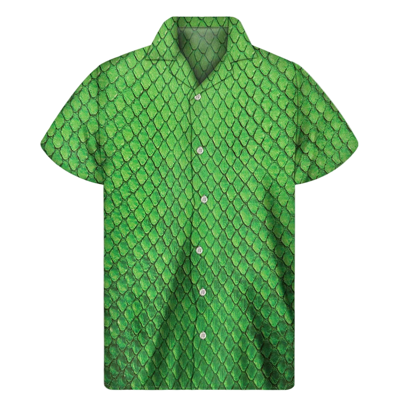Green patterned shirt on a white background