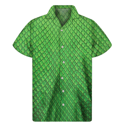 Green patterned shirt on a white background
