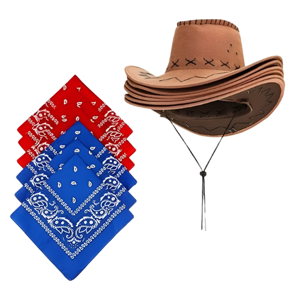 Classical Cowboy Hat Bandana Set | Timeless Western Style