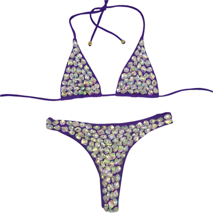 Crystal Embellished Push-Up Bikini - Luxury Brazilian Cut Resort Swimwea