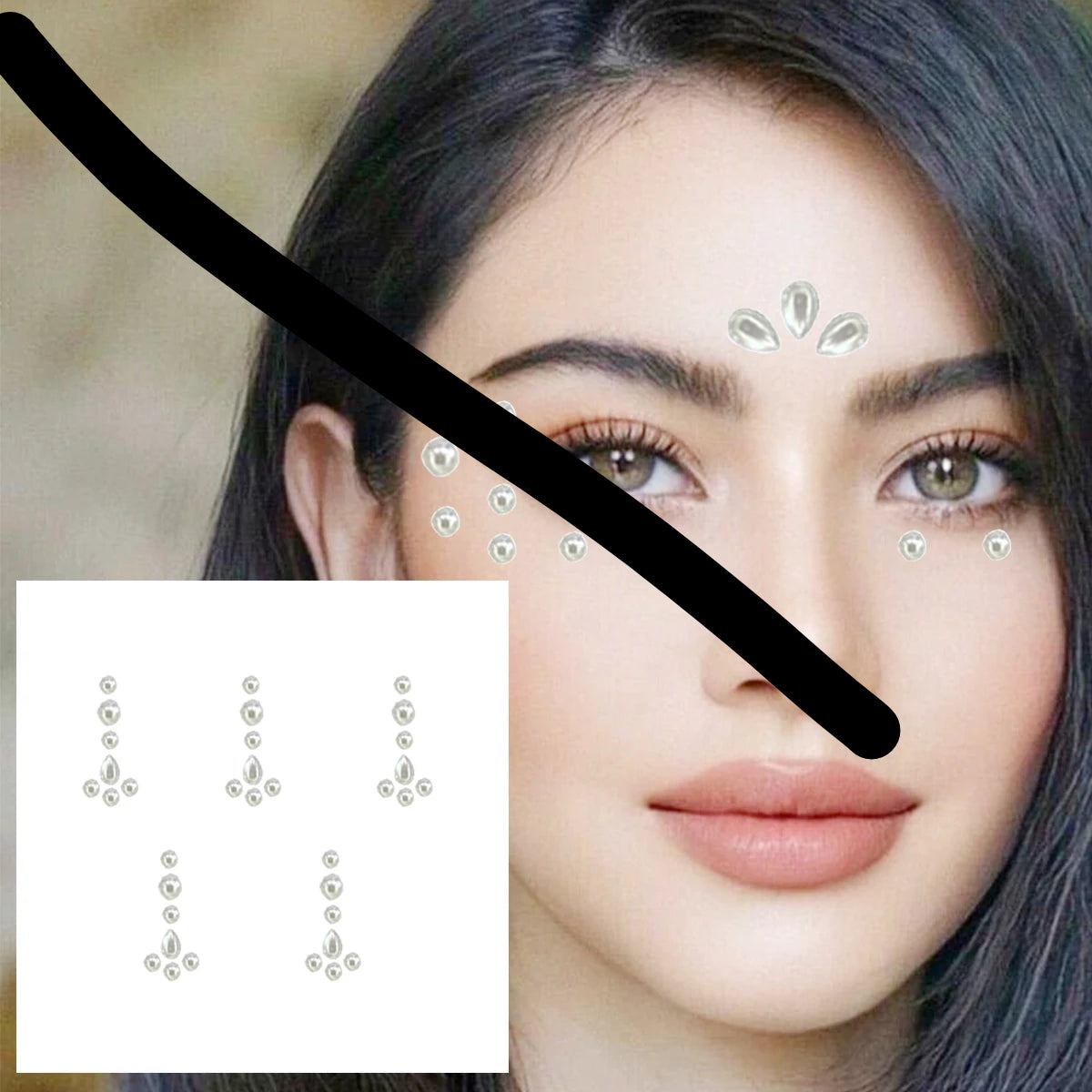 Red Heart Face Jewelry Temporary Tattoos Eye Forehead Diamonds Jewels Makeup Sticker Sparkle Water Drop Gems Nail Art Festival