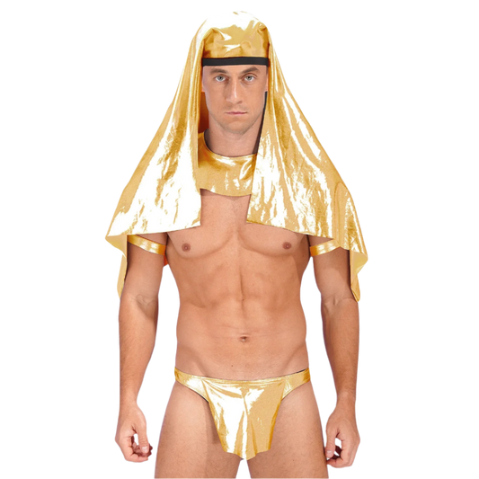 Men's Sexy Prince Cosplay Outfit | Metallic Headpiece & G-string Thong