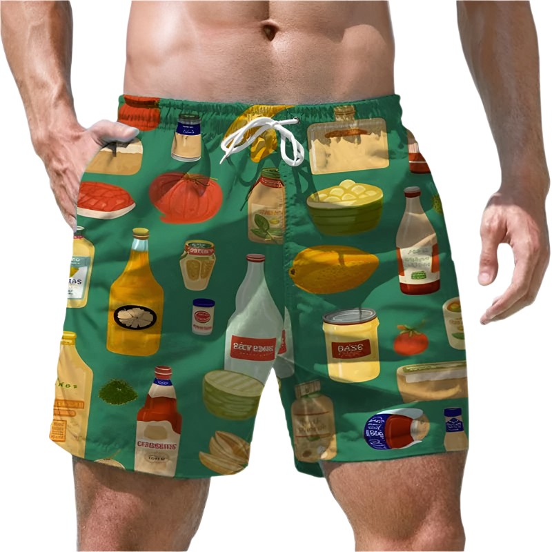 Men's Shorts Quick Dry Swim Shorts Beer Print